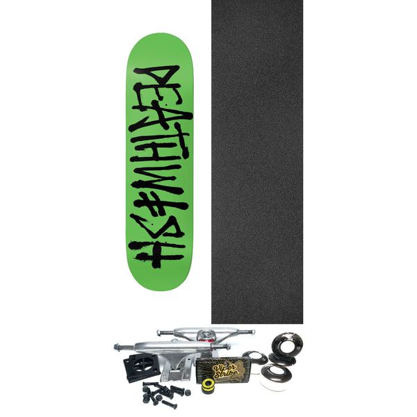 Deathwish Skateboards OG Gangspray Green / Black Skateboard Deck - 8.47" x 31.875" - Complete Skateboard Bundle